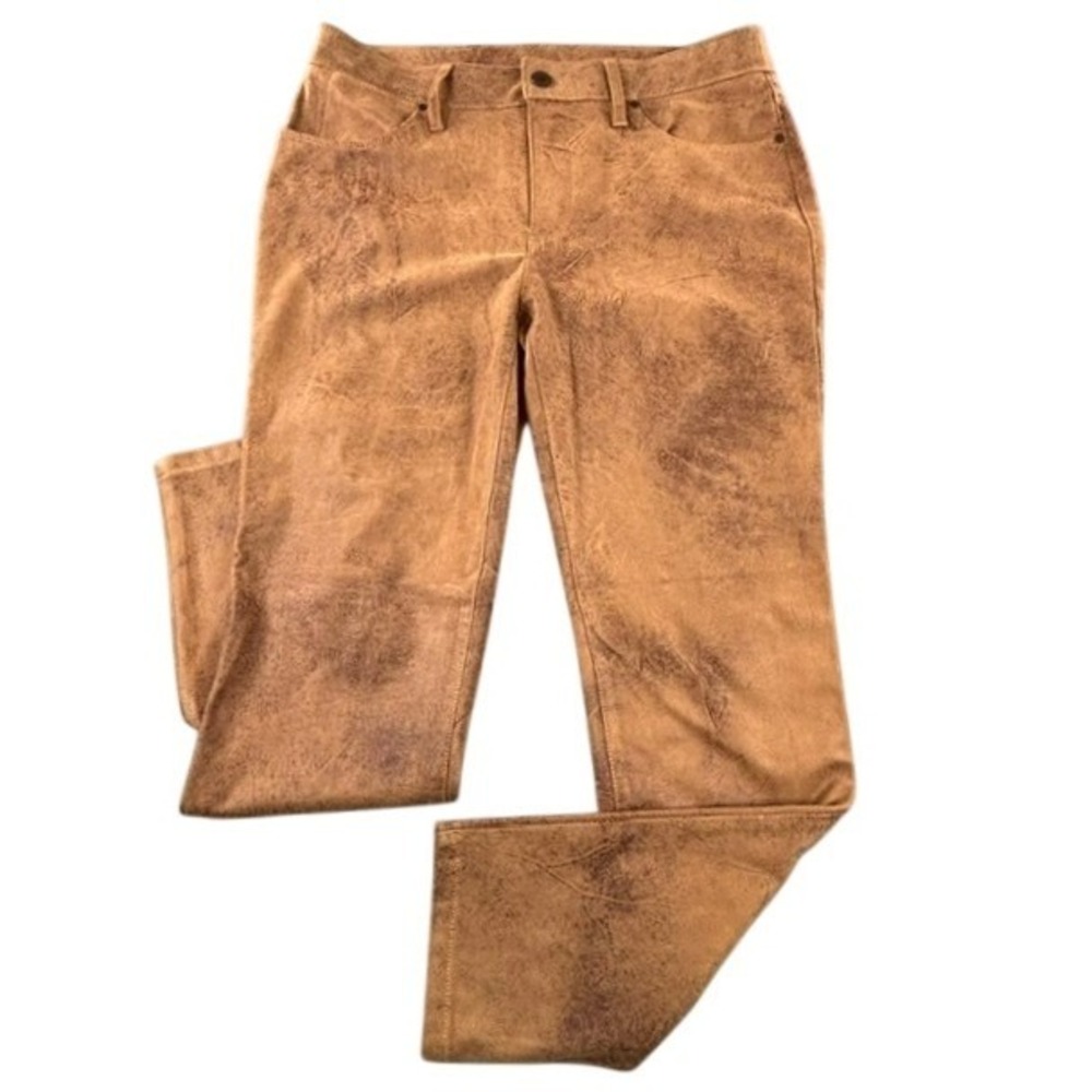 Chico's Light Brown Faux Suede Slim Leg Pants 6P Petite Stretch